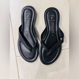 Italian Shoemakers Black Flip-Flop Sandals LEATHER WOMENS Size 9
